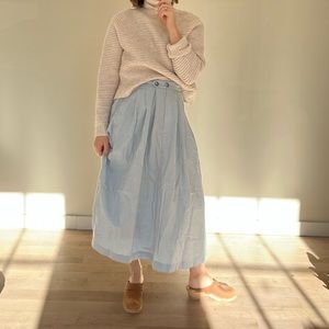 Vintage light blue cotton midi skirt